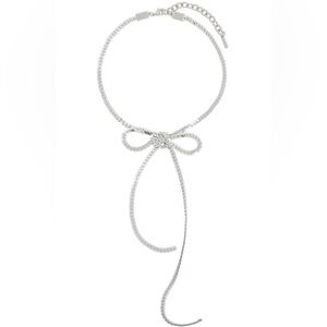 We11done Silver Sequin Bow Necklace